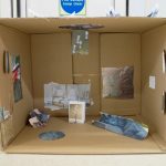 the inside of a cardboard box showing a miniature design for the perfect bedroom