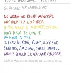 hand-written poster outlining guidelines for making art