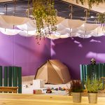 Madlove take over children's play area, cardboard tent and purple walls
